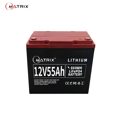 батареи бренда матрицы цикла батареи фосфорнокислого железа лития 12V 55Ah глубокие